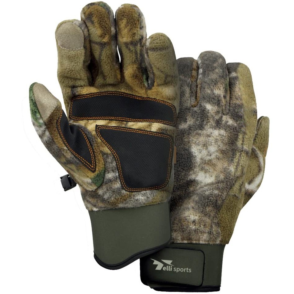 Camouflage Hunting Full Finger and Fingerless Gloves for Men with Touchscreen Compatibility, Fleece and Half Finger Glove for Shooting, Driving, Fishing, Climbing